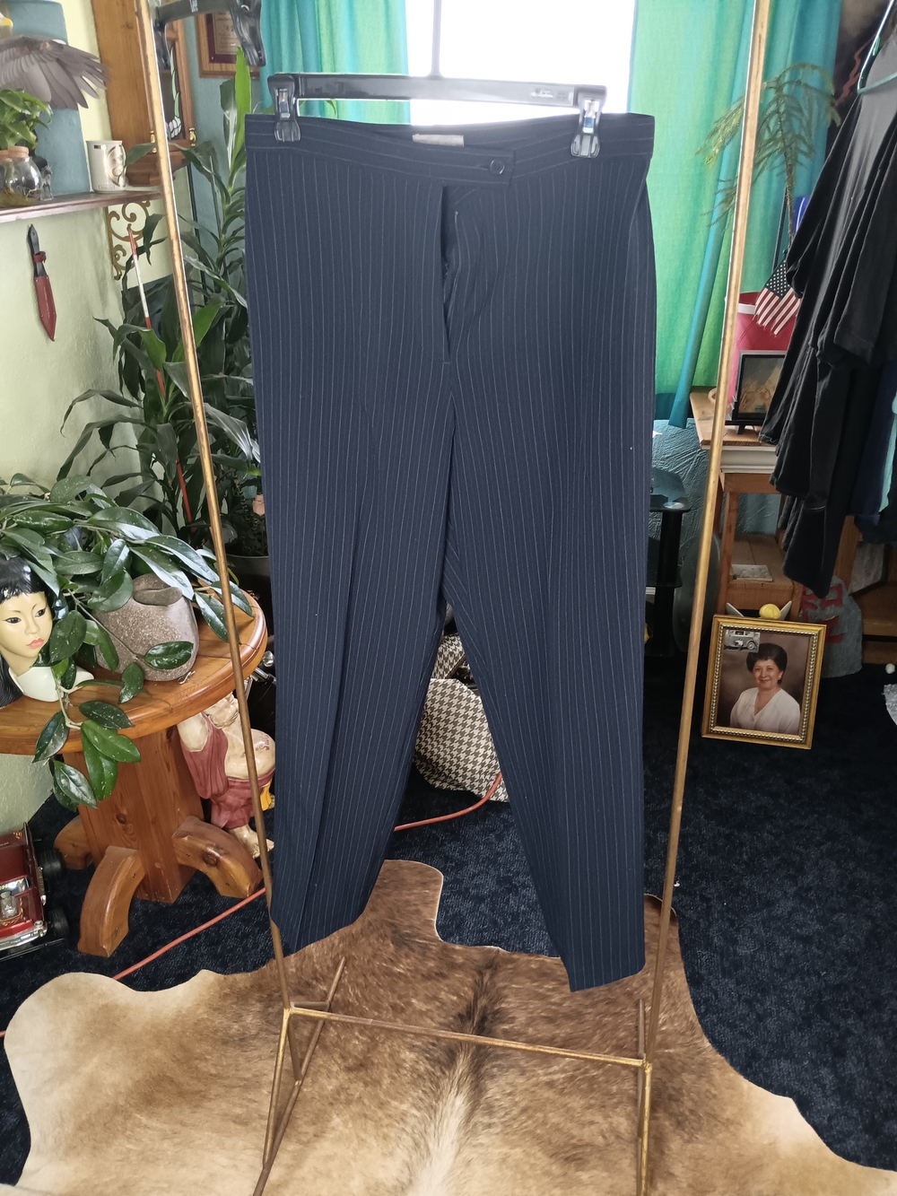 Investments Women's Navy Pinstripe Straight-Leg Pants